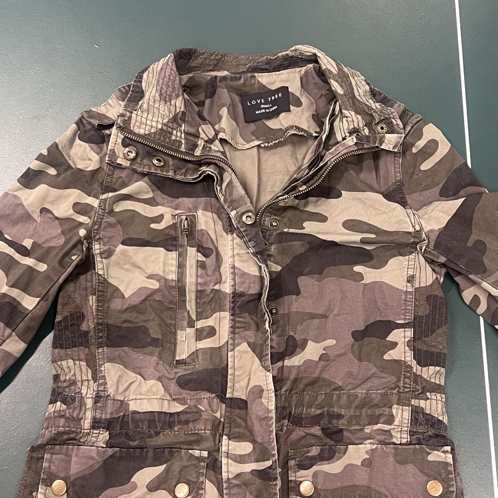 Love Tree Camouflage Military Anorak Small Utility Style Green Camo Utility Y2K